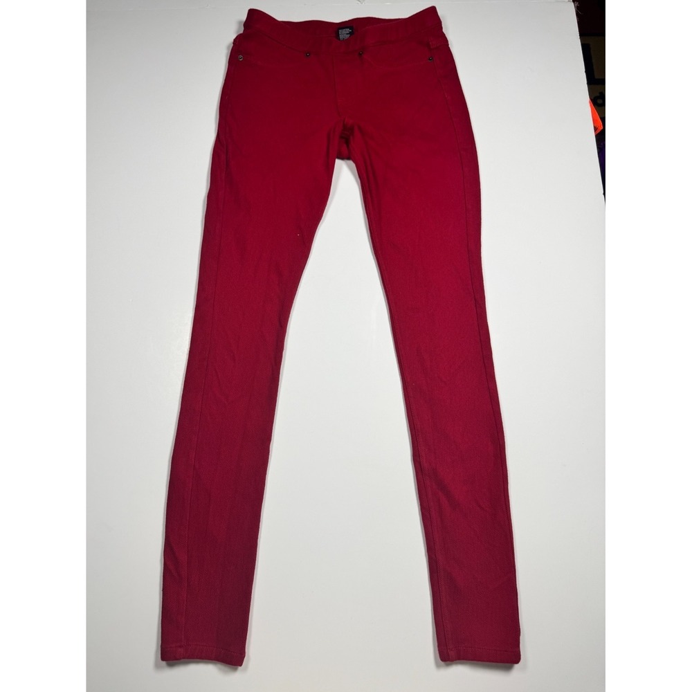 Hue Ankle Pants Womens XS Deep Red Cotton Stretch Low Rise Skinny Leg Streetwear